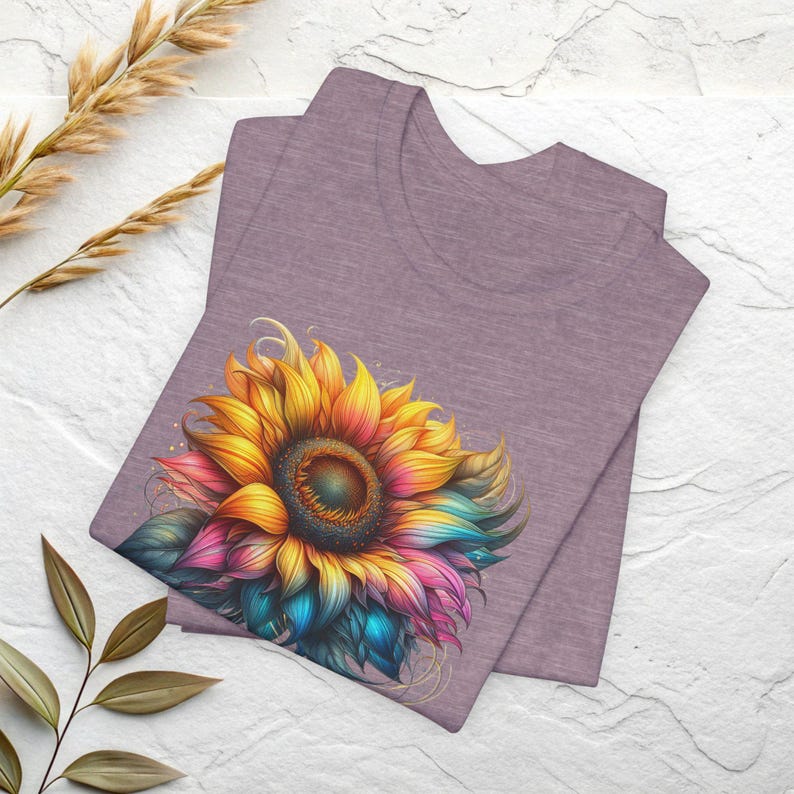 Rainbow Sunflower Shirt | Colorful Floral Tee, Boho Flower Shirt image 11