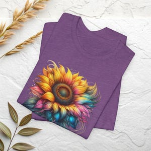Rainbow Sunflower Shirt | Colorful Floral Tee, Boho Flower Shirt image 12