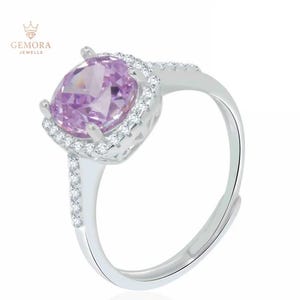 2.00cts Kissenschliff Lila Amethyst Verlobungsring in 925 Sterling Silber | Eleganter Nachhaltiger Schmuck für Damen | Jubiläumsgeschenk