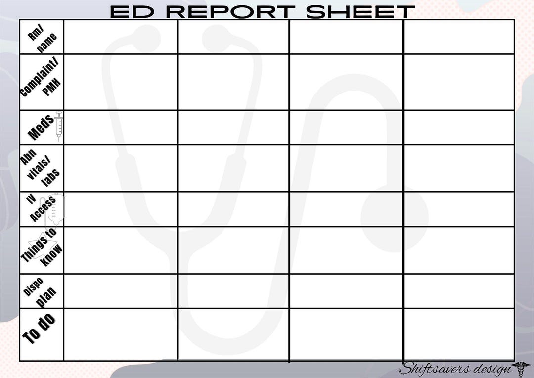 ED Report Sheet | Emergency Department Handoff | Nurse Clipboard ...