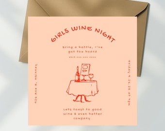 Girls Wine Night Invite, Wine Night, Invitation, Girls Night Invite