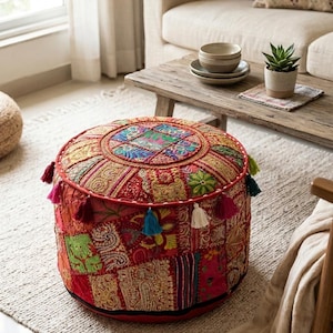 Patchwork Pouf Bezug | Boho Bodenkissen osmanisch