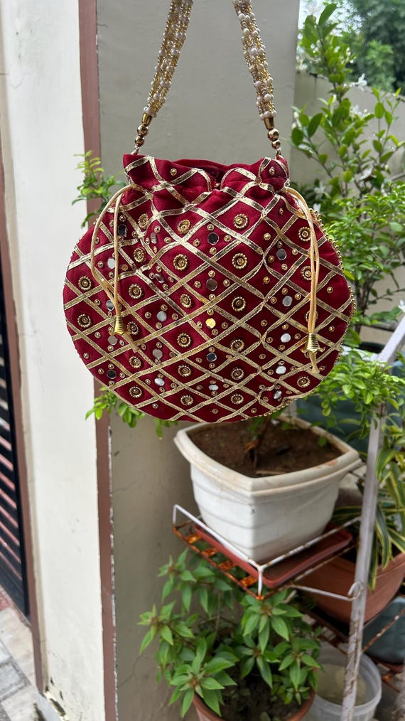 Traditional Mirror Work Potli Bag – Handmade Festival Purse