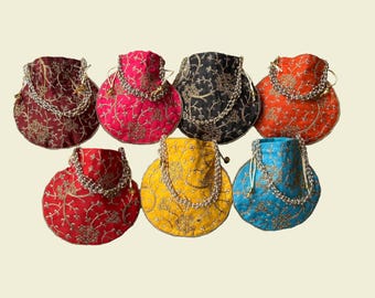 Embroidered Silk Potli Bag: Festive Indian Wedding Clutch