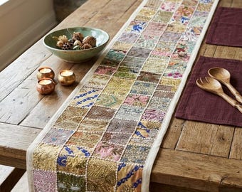 Chemin de table en patchwork 70 x 18 pouces, décoration bohème
