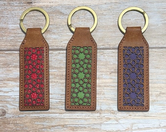 Leather Geometric Art Keychain