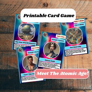 Gioco di carte strategico dell'era atomica - Gioco di battaglia post-apocalittico stampabile in PDF - Truppe, armi e veicoli per 1-4 giocatori