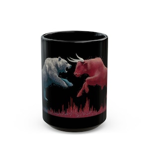 Bull and Bear Coffee Mug – Trader Battle Design – Stock Market Gift for Finance Pros, Investors, and Day Traders