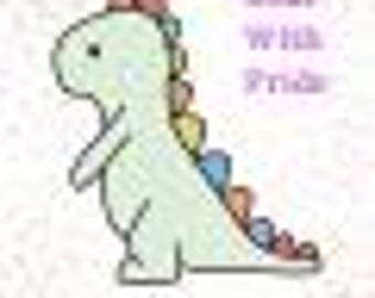 Pride Dino Sticker - Rainbow Dinosaor Decal - LGBTQ, Water Bottle Sticker