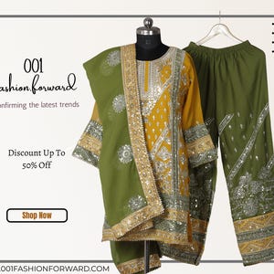Elegante conjunto Sharara de diseñador pakistaní de dos tonos, confeccionado, hermoso traje sharara de 3 piezas para fiesta o boda, listo para usar.