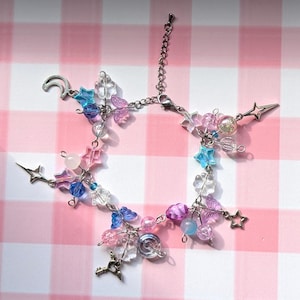Handmade adjustable colorful bracelet with charms