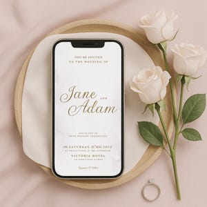 Watercolor Wedding E-vite: Minimalist Elopement Reception (Digital Download, Editable in Corjl)