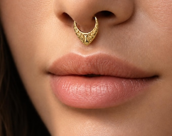 14G Titan Tribal Septum Ring Clicker Silber Gold Boho Daith Rook Conch Hoop Ohrring Hypoallergen Piercing