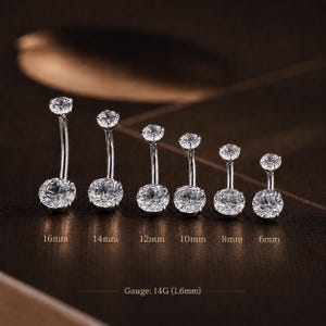 Dainty belly button ring, 6mm 8mm 10mm Titanium Navel Ring, Gold Silver Cubic Zirconia Belly Piercing Jewelry