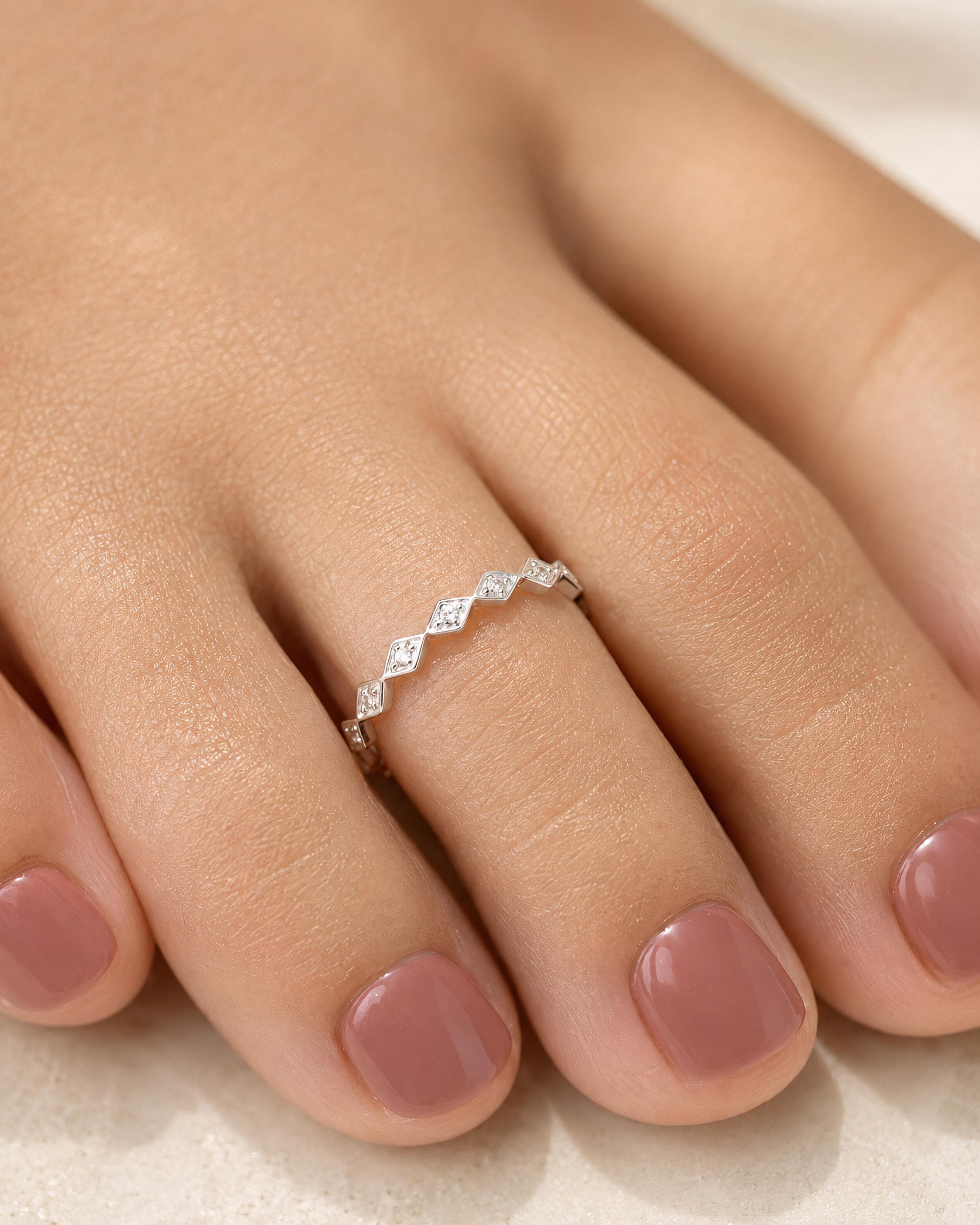 Diamond Pattern Toe Ring, 925 Sterling Silver CZ Geometric Open Toe Ring, Sparkling Silver Foot Jewelry