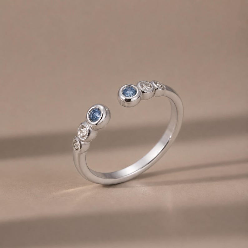 Bubble Stone Toe Ring, 925 Sterling Silver Dual End Blue CZ Open Toe ...