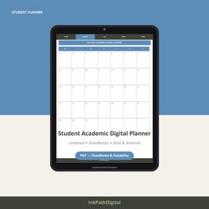 Planificador académico digital para estudiantes para GoodNotes - Planificador de estudios universitarios sin fecha en formato PDF