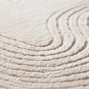 Japandi High Low Textured Rug– Minimal Wavy Line Area Carpet, Modern Living Room Irregular Shape Rug in Custom Color image 4