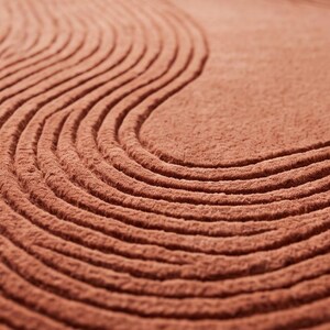 Japandi High Low Textured Rug– Minimal Wavy Line Area Carpet, Modern Living Room Irregular Shape Rug in Custom Color image 19