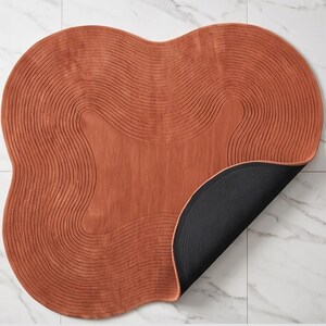 Japandi High Low Textured Rug– Minimal Wavy Line Area Carpet, Modern Living Room Irregular Shape Rug in Custom Color image 20