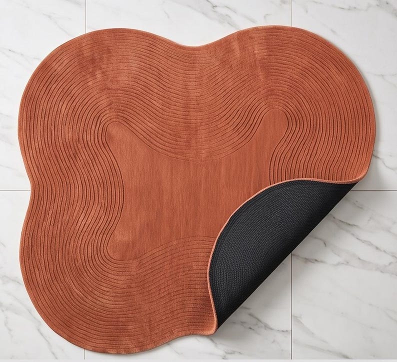 Japandi High Low Textured Rug– Minimal Wavy Line Area Carpet, Modern Living Room Irregular Shape Rug in Custom Color image 20