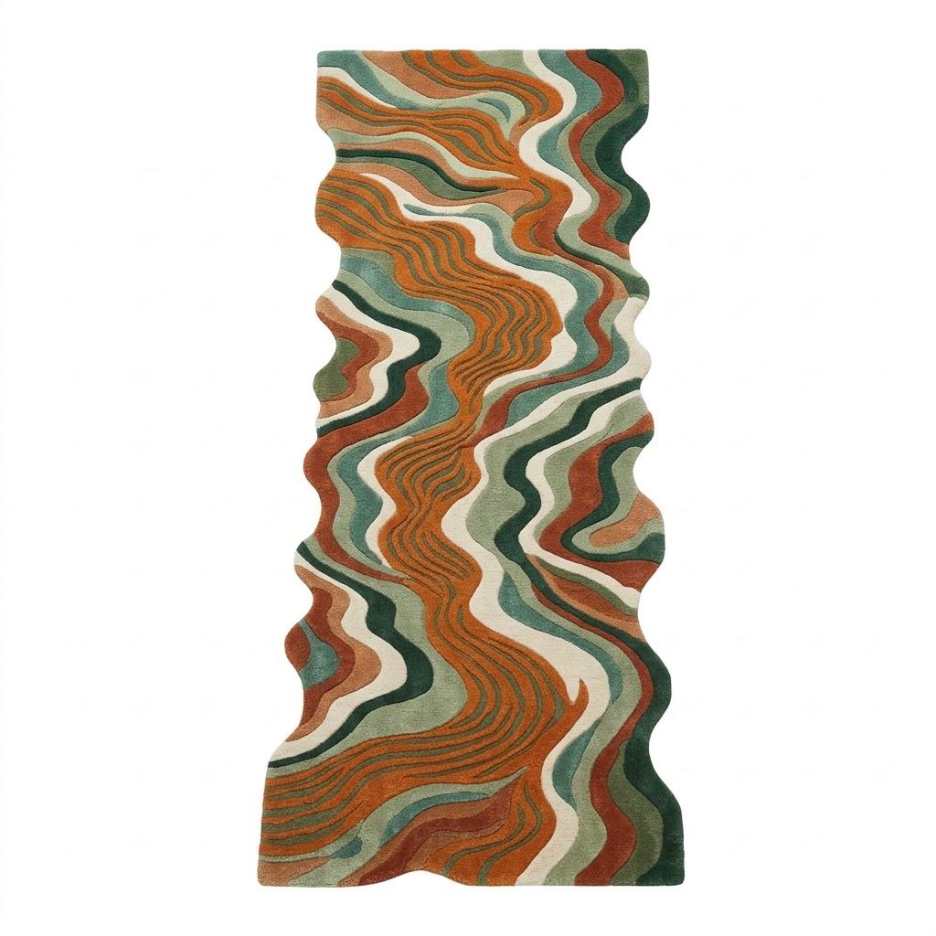 Earthy Fun Runner Rug Earthy Wavy Runner Hand Tufted Wool Carpet, Organic Modern Area Decor ...