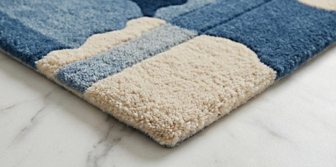 Preppy Blue Rug Blue Scalloped Checkered Rug, Navy Blue Cream Rug, Wavy Grid Runner Rug ...