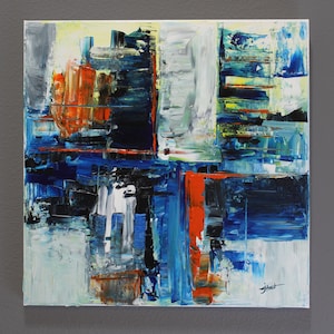 Colorful, Abstract Palette knife Painting, Wall Art, Wall Decor, &quot;City Sunset&quot;