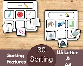 Sort By Feature Activity, Sorting Features/ Characteristics Task Cards, 30 Printable Sorting Mats, Speech Therapy, ABA, Instant Download