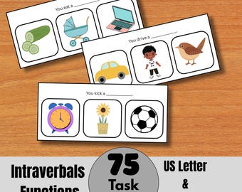 Intraverbals Functions Task Cards, Language Development, Speech Therapy, ABA Therapy, Special Education, Homeschooling, Autism, ESL, PDF