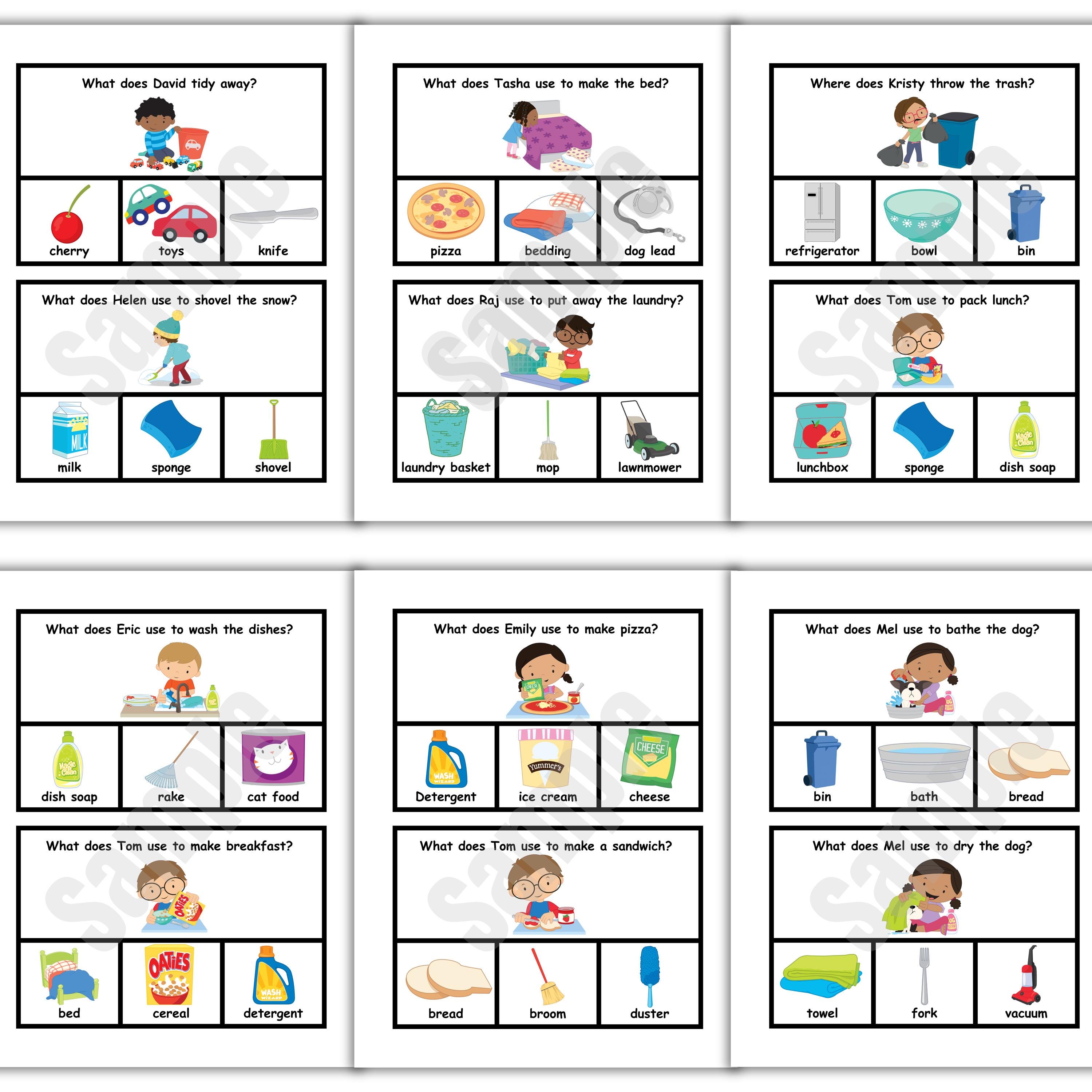 Chore Task Cards for Autism & SEN, WH Questions, Life Skills, Speech ...