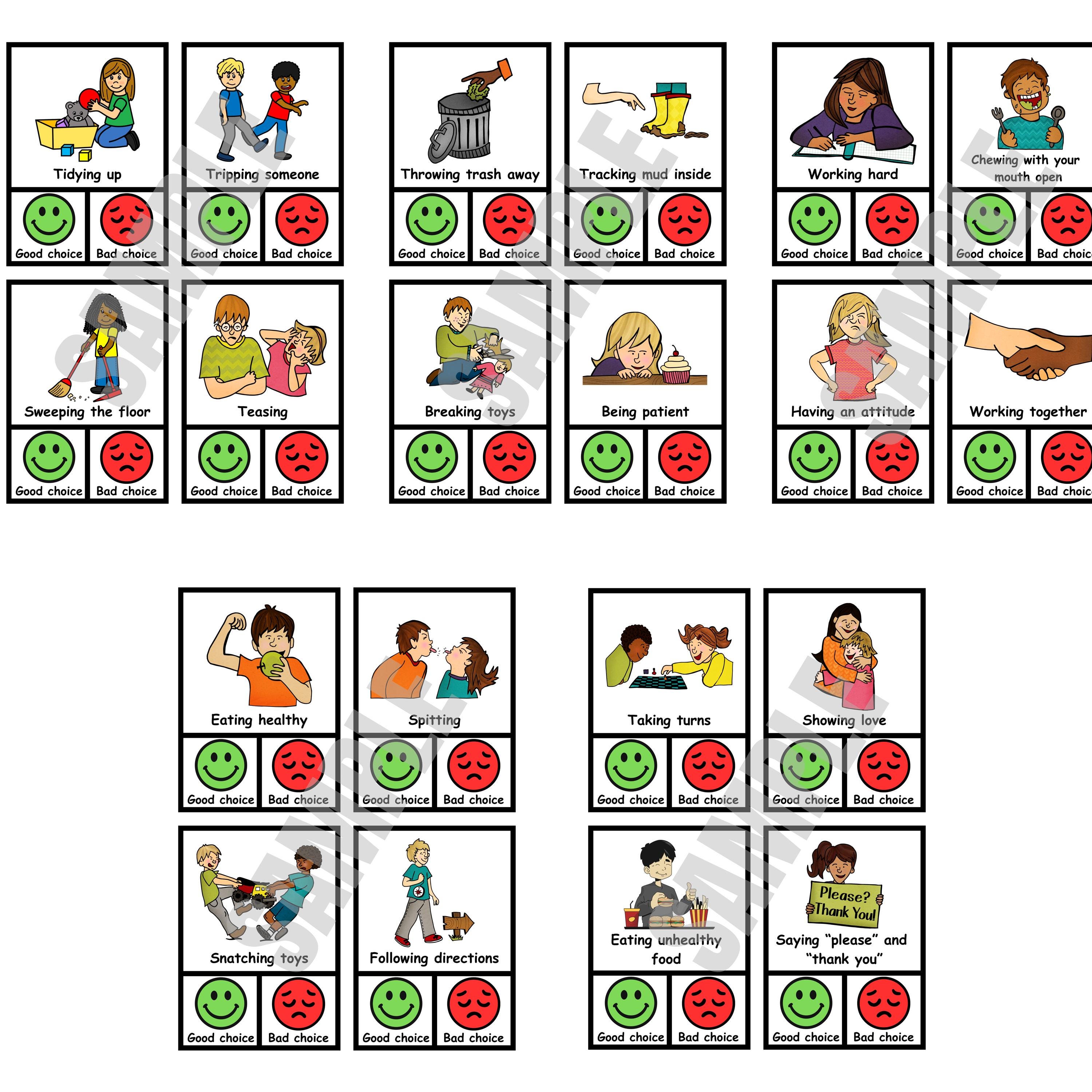 Good Choice & Bad Choice Task Cards, Positive and Negative Behavior ...