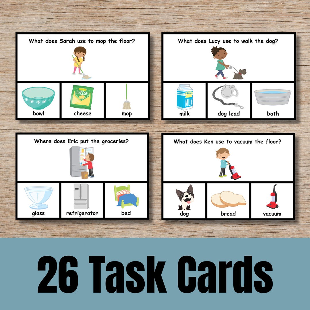 Chore Task Cards for Autism & SEN, WH Questions, Life Skills, Speech ...