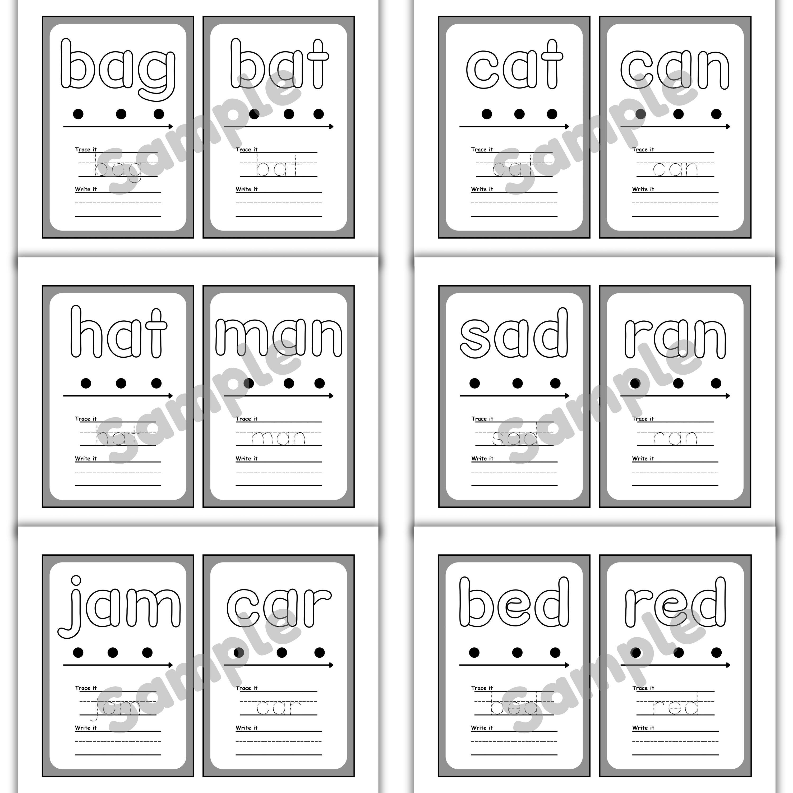 50 CVC Playdough Mats Printable, Kindergarten Phonics Sounds, CVC Word ...