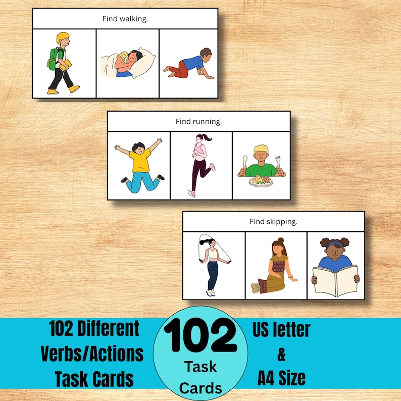 Verbs/actions Task Cards, 102 Verbs Task Cards, Speech & Language ...