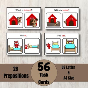 Präpositionen Aufgaben, 56 Aufgabenkarten, Logopädie, Sprachtherapie, ABA, Kindergarten, Sprachentwicklung, Homeschooling, PDF