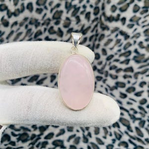 Oval Rose Quartz Pendant: 925 Sterling Silver Handmade Jewelry
