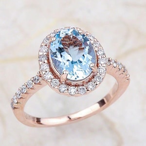 14k Yellow Gold Ring AAA+ Blue Topaz Gemstone bezel Gold Design Side Stone Moissanite Stone Gift For Women&#39;s Engagement Ring For Yellow Gold