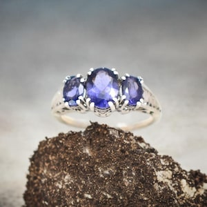 Blue Sapphire Handcrafted Blue Sapphire Ring for Men | Sterling Silver 925 | Vintage Style Men’s Jewelry