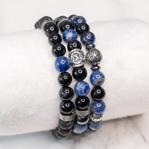 AETHRYS bracelet (sodalite, shiny onyx, hematite, lava stone, Ø 8mm, gift for men, men&#39;s jewelry, handmade)