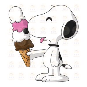 Snoopy mangeant une crème glacée, fichier Svg Png Pdf Cmyk Jpg 3375 x 3375