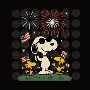 Snoopy Woodstock 4 luglio Peanuts Png Bandiera Americana Design Pdf Cmyk Svg Jpg 3375x3375 File