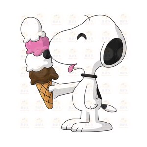 Snoopy Eating Ice Cream Design Svg Png Pdf Cmyk Jpg File 3375x3375