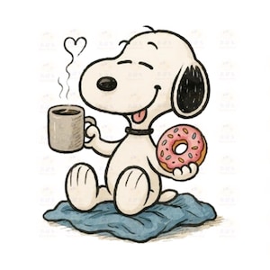 Snoopy Donut Coffee Design Peanuts Png Trasparente Pdf Cmyk Svg Jpg 3375x3375 File Digitale
