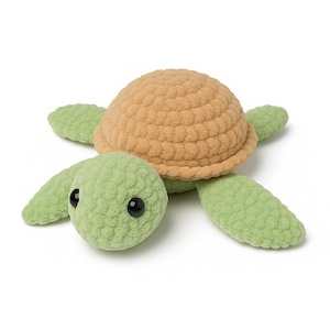 Turbo the Turtle – Handmade Crochet Turtle Plush | Chenille Yarn Amigurumi | Soft Stuffed Animal | Cute Turtle Toy | Ocean-Inspired Gift