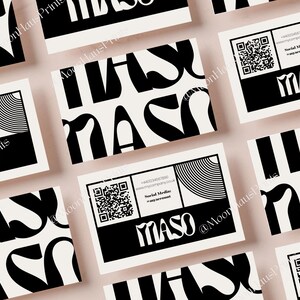 Moderne doppelseitige Visitenkarte Vorlage | Bearbeitbare Canva Karte | Beige und schwarzes Branding | QR Code Digitaler Download