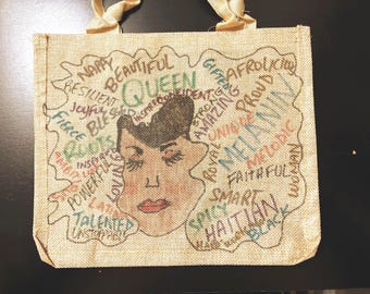 Africilious Haitian Queen Burlap Bag