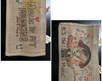 Music Burlap Bag