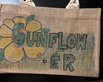 Sunflower Burlap Bag