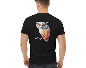 Camiseta Búho Sabio / Camiseta con estampado geométrico de animales, diseño minimalista moderno